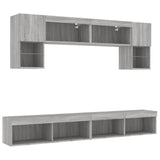 6 Piece TV Wall Units with LED Grey Sonoma Engineered Wood 3216709