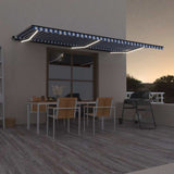 Manual Retractable Awning with LED 600x300 cm Blue and White 3069161