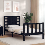 Bed Frame without Mattress Black Small Single Solid Wood Pine 3192780