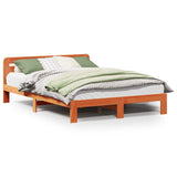 Bed Frame without Mattress Wax Brown 150x200 cm King Size Solid Wood Pine 855554