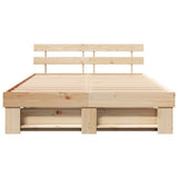 Bed Frame with Headboard Brown 140 x 200 cm Solid Pine Wood 872482