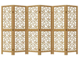Room Divider 6 Panels Brown Solid Wood Paulownia 358874
