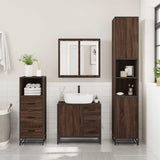 3 Piece Bathroom Furniture Set Brown Oak Engineered Wood 3301079