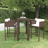 5 Piece Garden Bar Set with Cushions Poly Rattan Brown 3095385