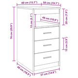 Drawer Cabinet Black Oak 40x50x76 cm Engineered Wood 862009