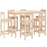 ZNTS 7 Piece Garden Bar Set Solid Wood Pine 3154760