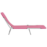 ZNTS Folding Sun Loungers 2 pcs Steel and Fabric Pink 310345