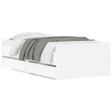 Bed Frame White Engineered Wood Single Bed Frame Rectangular 3207378