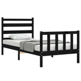 Bed Frame without Mattress Black Small Single Solid Wood Pine 3192000
