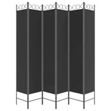 6-Panel Room Divider Black 240x220 cm Fabric 350177