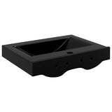 Rectangular Ceramic Basin Black with Faucet Hole 60x46 cm 140687