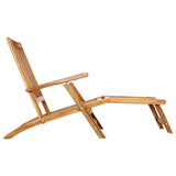 Folding Deck Chair Natural Solid Teak Wood 42030520