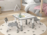 Height Adjustable Toddler Table and Chair Set, 3 Pcs Children Activity Table w/ 2 Chairs, for T3398P347725