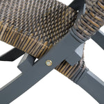 Relaxing Chair Grey Natural Kubu Rattan and Solid Mahogany Wood 285801
