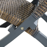 Relaxing Chair Grey Natural Kubu Rattan and Solid Mahogany Wood 285801