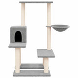Cat Tree with Sisal Scratching Posts Light Grey 94.5 cm 171640