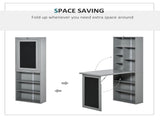 Folding Convertible Desk with Blackboard Multi-function Computer Office Workstation Side Shelf for T3398P343309
