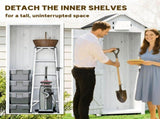 Small Shed, Tall Slim Wooden Garden Shed with 3 Removable Shelves and Roof Hatch, Compact Outdoor T3398P549450