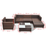 6 Piece Garden Lounge Set with Cushions Poly Rattan Brown 42742
