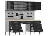 Work Cabinet 7 pcs Black and Grey Engineered Wood and Steel 3321460