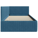 Corner Bed Frame with Headboard Blue 100 x 200 cm Velvet 42016275