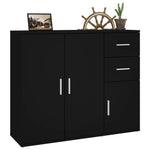 ZNTS Sideboard Black 91x29.5x75 cm Engineered Wood 823270