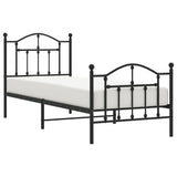 Metal Bed Frame without Mattress with Footboard Black 90x200cm 353450