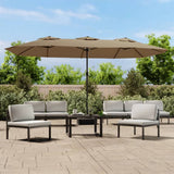 Double-Head Garden Parasol with LEDs Taupe 449x265 cm 362956