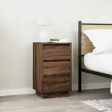 Bedside Cabinet with LED Lights Brown Oak 38x34x65 cm 861307