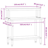Kitchen Work Table with Overshelf 110x55x120 cm Stainless Steel 3208899