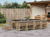 13 Piece Garden Dining Set with Cushions Mix Beige Poly Rattan 3211704