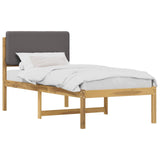 Bed Frame with Upholstered Headboard Whitewash and Light Grey 904354