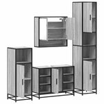 ZNTS 4 Piece Bathroom Furniture Set Grey Sonoma Engineered Wood 3301243