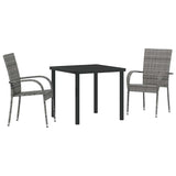 Garden Dining Set 3 pcs Grey Powder-Coated Steel 3379408