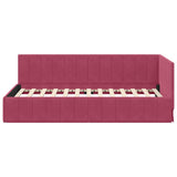 Corner Bed Frame with Headboard Wine Red 100 cm x 200 cm Velvet 42016321
