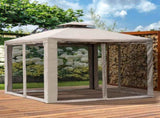 Outdoor Gazebo, 2-tier Roof W/Netting, 295L x 295W x 263Hcm-Taupe T3398P317814