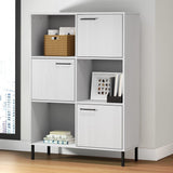 Bookcase with Metal Legs White 90x35x128.5 cm Solid Wood OSLO 351014