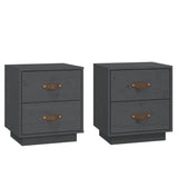 Bedside Cabinets 2 pcs Grey 40x34x45 cm Solid Wood Pine 818330