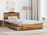 Bed Frame with Headboard Old Wood 100 x 200 cm Engineered Wood 3413646