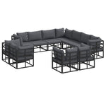 Garden Sofa Set with Cushion Black Aluminium 3378932