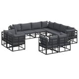 Garden Sofa Set with Cushion Black Aluminium 3378932