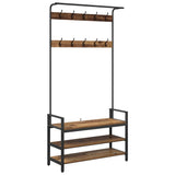 Coat Rack with Shelf Old Wood 95 x 34 x 184 cm Engineered wood 879963