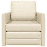 Floor Sofa Bed with Cushion Cream 74 x 77 x 81 cm Faux leather 4106631