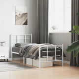 Metal Bed Frame without Mattress with Footboard White 75x190cm 355618