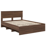 Bed Frame with Headboard Brown Oak 150 x 200 cm Engineered Wood 3408843