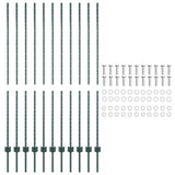 Embedded Fence Post 11 pcs Green 200 cm Powder-Coated Steel 42006273