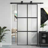 Sliding Door Black 102.5x205 cm Tempered Glass and Aluminium 155209