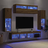 TV Cabinet Set Wall-mounted 6 pcs Artisan oak Engineered wood 3334381