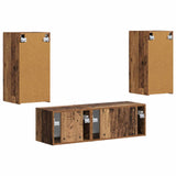 TV Wall Cabinet Set Wall-mounted 4 pcs Old Wood Engineered Wood 3408914