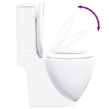 WC Ceramic Toilet Bathroom Round Toilet Bottom Water Flow White 3059888